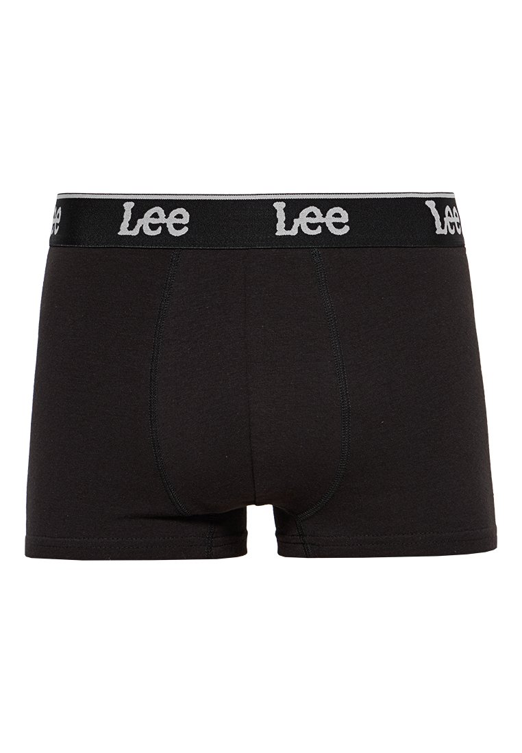 Boxer-briefs noir en coton avec une ceinture noire arborant le logo "Lee" en blanc. Texture lisse et design ajusté. Vue arrière affichée.