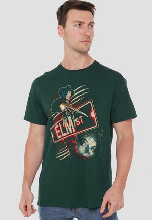 Cotton Soul, NIGHTMARE ON ELM STREET/ELM ST - Print T-shirt - dark green