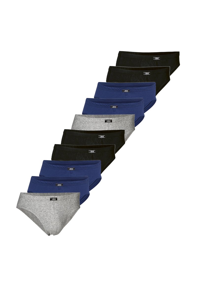 Set med 10 kalsonger i svart, marinblått och grått. Mjuk bomullsmaterial, midj design, med elastiskt midjeband och logotagg på framsidan.