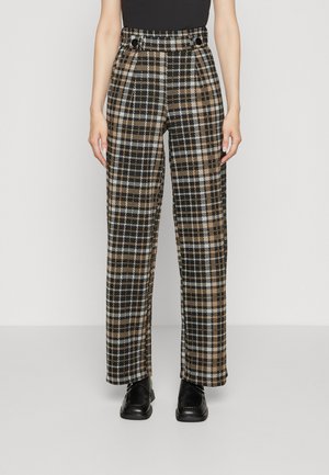 JDY Tall JDYGEGGO MIA LONG CHECK PANT - Παντελόνι - black/silver mink/white