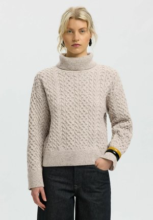 Selected, TURTLENECK CABLE KNIT - Pullover - birch