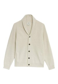 Cotton Blend Ribbed Shawl Collar - Gilet - ecru