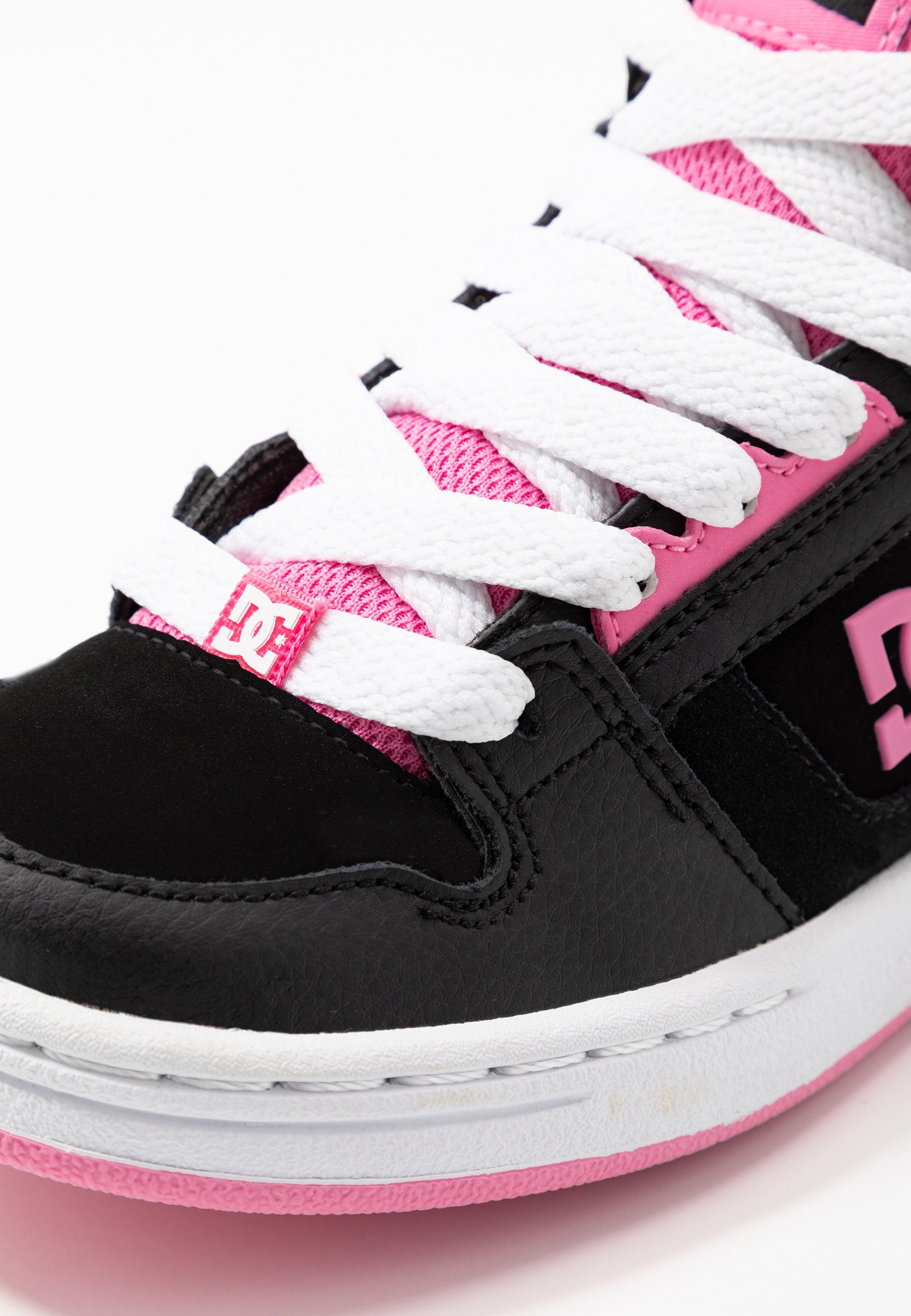 black and pink dc shoes