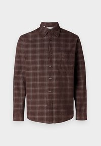 SLHREGCORD CHECK SHIRT - Košeľa - french roast/egret