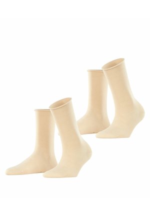 2 PACK FEINSTE UNIFARBEN ROLLRAND - Chaussettes - cream