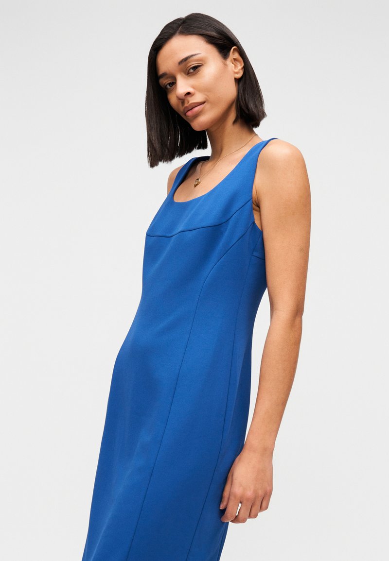 maxi dresses for women blue Rihoas Navy Blue Satin Maxi Dress Spaghetti Strap Slip Dress for Prom Evening, Wedding Guest, Navy / M