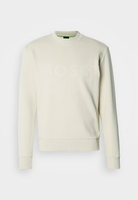 Εκρού φούτερ με ριμπ λαιμόκοψη και μανσέτες. Διαθέτει ανάγλυφο λογότυπο "BOSS" στο μπροστινό μέρος. Μαλακή, λεία υφή υφάσματος.