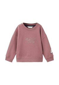 Felpa rosa con "GROOVY DAYS" ricamato sul davanti. Presenta un colletto rotondo e polsini a coste, realizzata in un tessuto morbido.