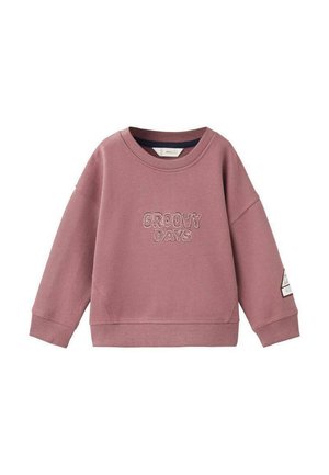 Sweatshirt rose avec "GROOVY DAYS" brodé sur le devant. Il a un col rond et des poignets côtelés, fabriqué à partir d'un tissu doux.