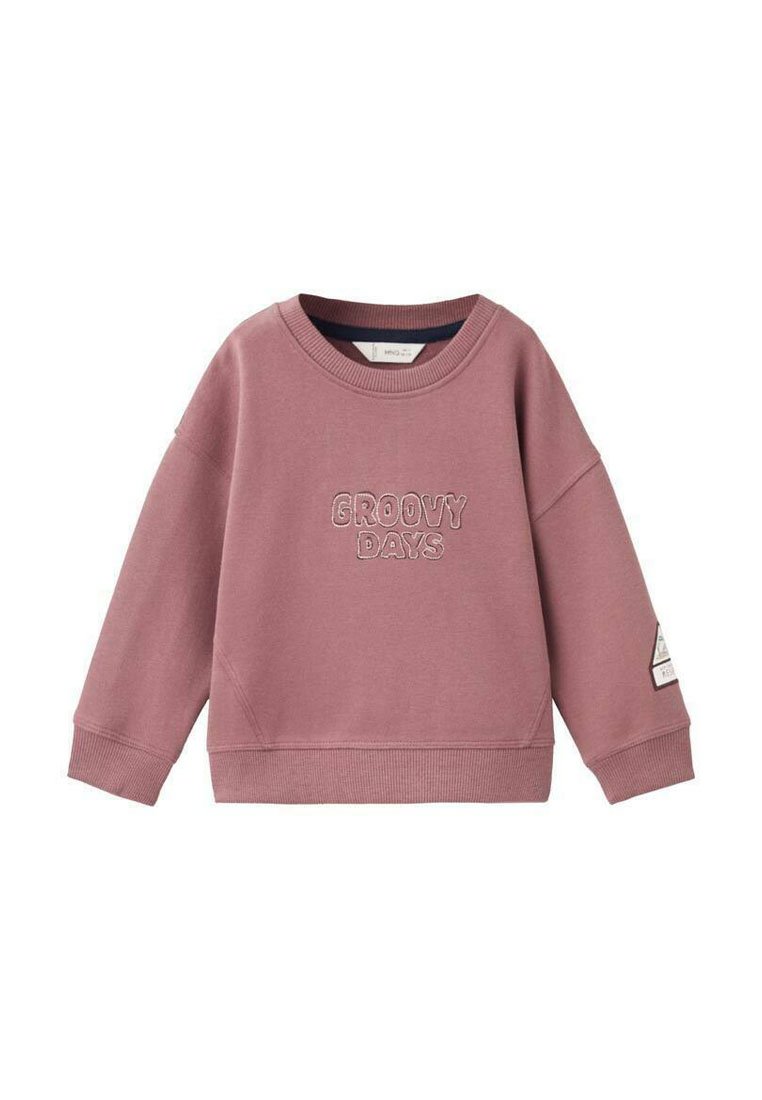 Felpa rosa con "GROOVY DAYS" ricamato sul davanti. Presenta un colletto rotondo e polsini a coste, realizzata in un tessuto morbido.
