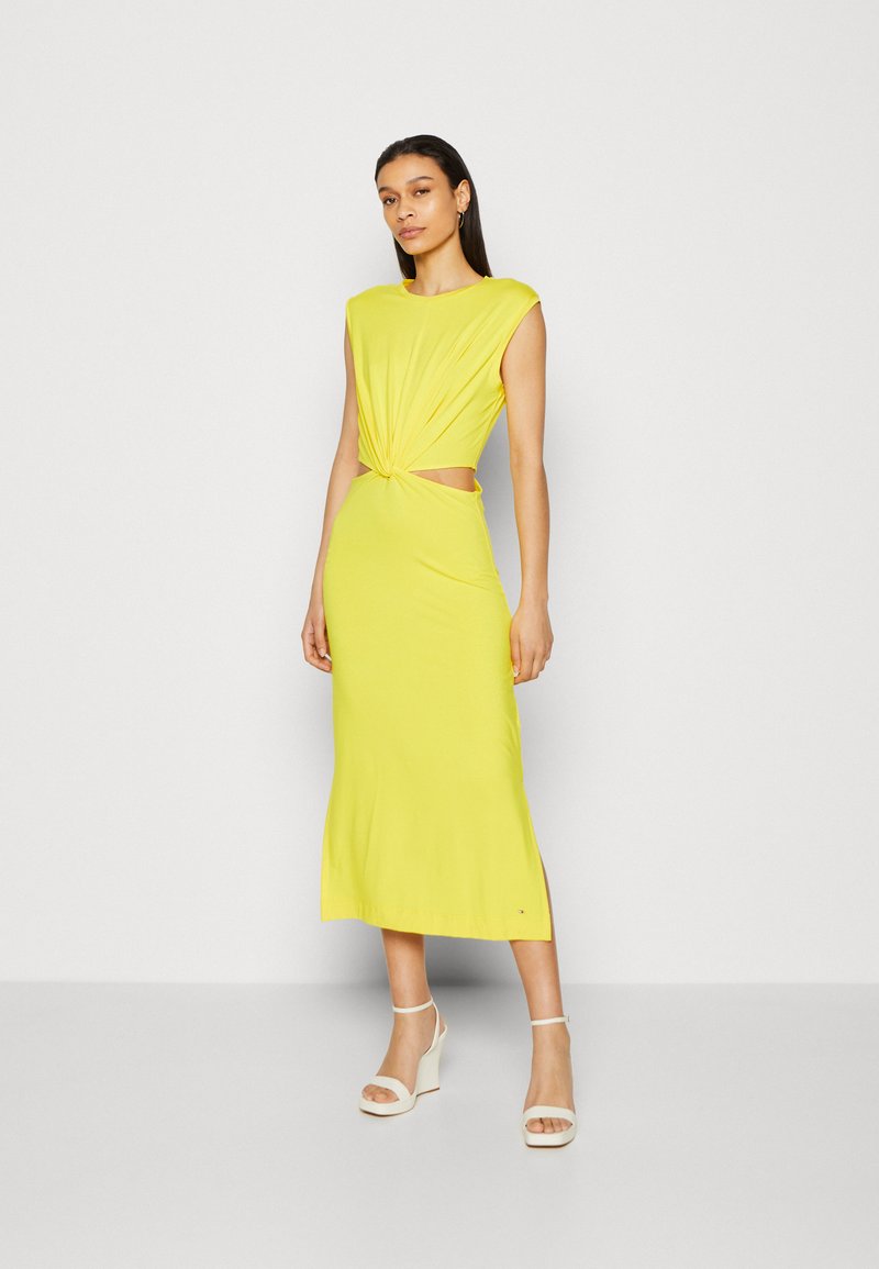 Tommy Hilfiger CUTOUT MIDI DRESS Jersey dress vivid yellow/yellow