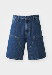 DOUBLE KNEE - Denim shorts - blue stone washed