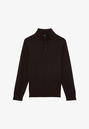 Reiss, REGULAR FIT -HALF-BUTTON FUNNEL JUMPER. - Strickpullover - chocolate brown
