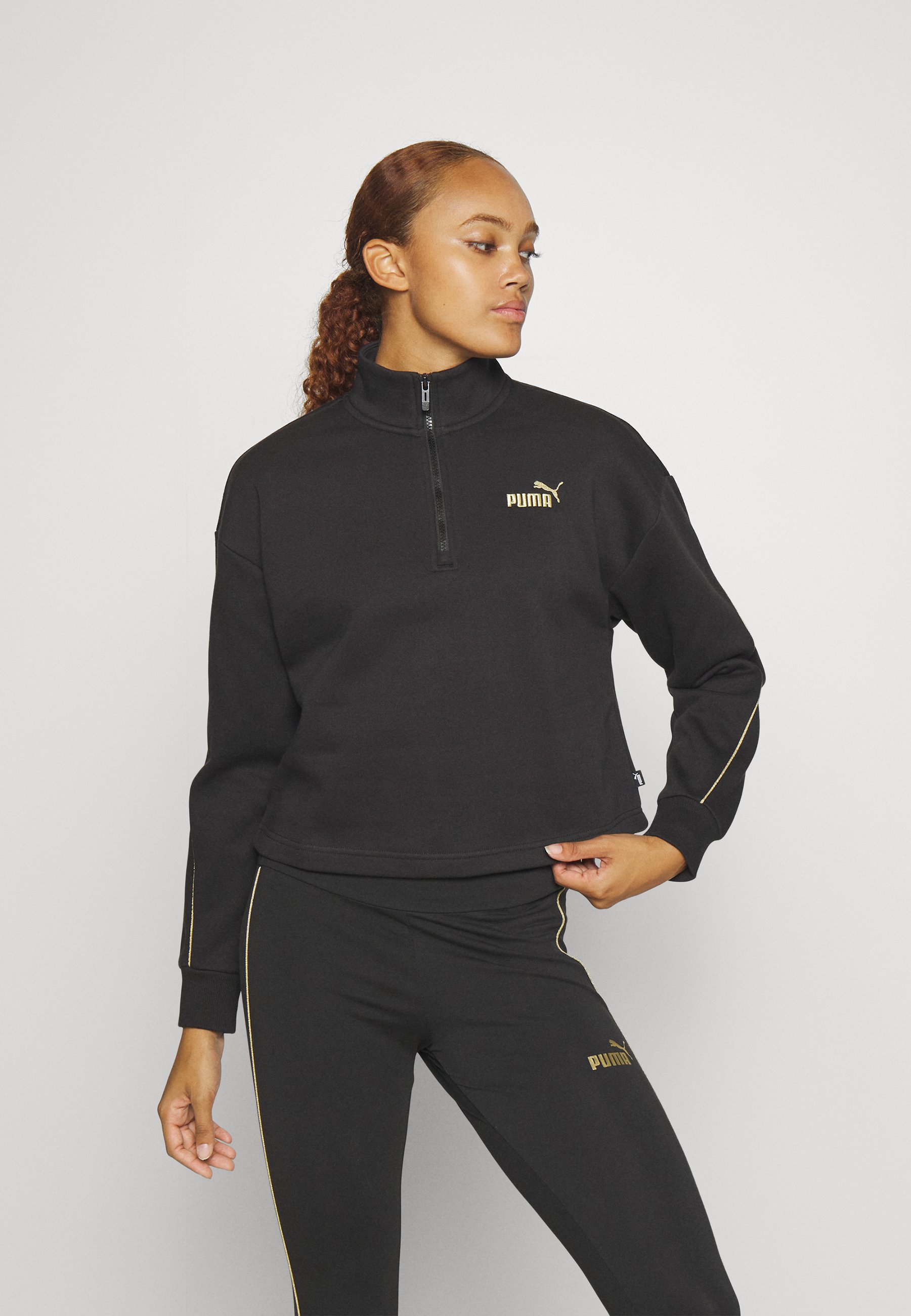 Puma ESS+ MINIMAL HALF ZIP MOCK NECK - Sweatshirt - black/noir - ZALANDO.FR