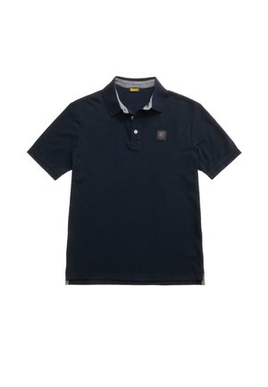 Polo shirt blu navy in cotone. Dotato di una patta con tre bottoni e di una toppa con logo sul petto. Dettagli a contrasto all'interno del colletto.