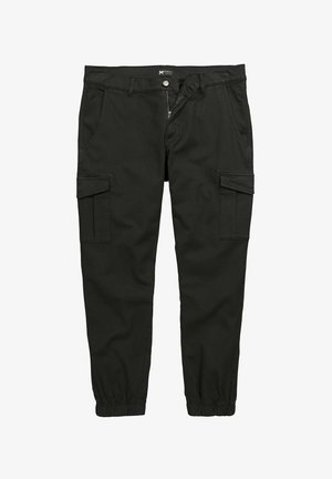 Men Plus, TWILL-CARGOHOSE, BAUCHFIT, STRAIGHT FIT, KLAPPENTASCHEN, BIS 72 - Pantaloni cargo - black