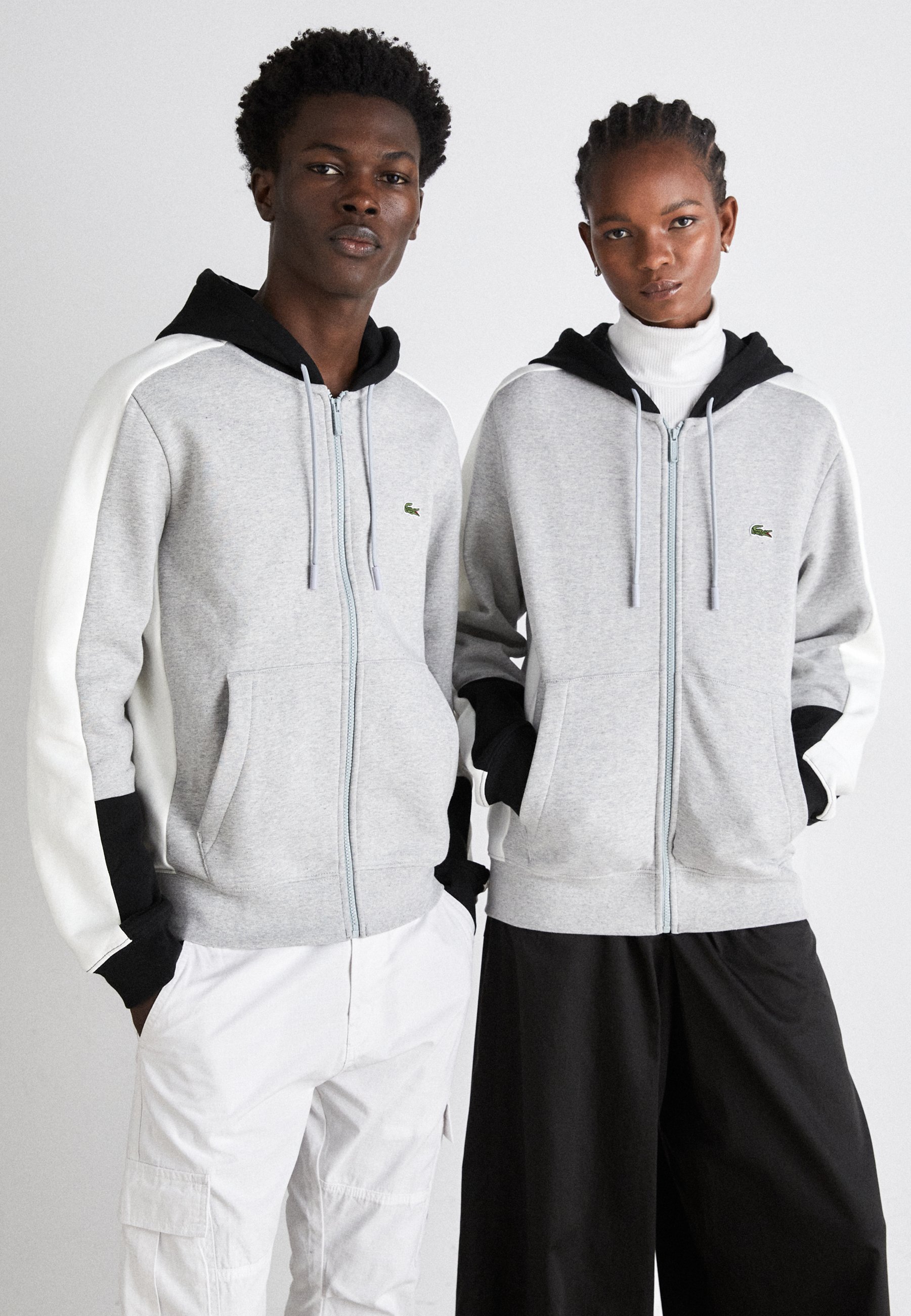 lacoste men's regular fit monogram print zip sweatshirt