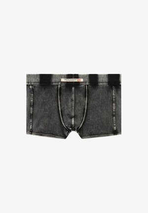 Boxer da uomo in stile denim nero con cuciture a contrasto e logo Diesel Industry sulla cintura.