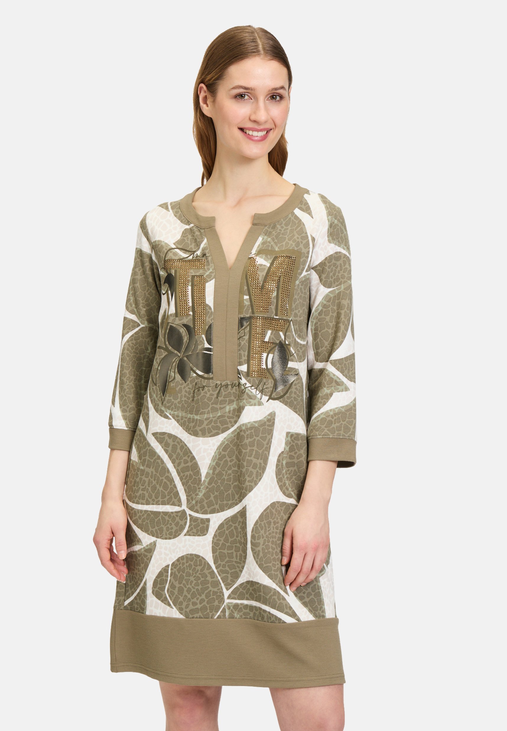 Betty Barclay Abito Estivo Con Scollo A V E Stampa Animalier – Mezza Manica, Tasche, Vestibilità Comoda