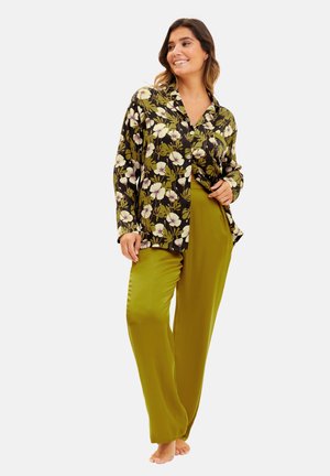 TRENDY MIX - Haut de pyjama - imprimé feuillage monstera noir