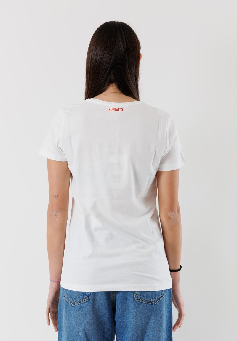 Koroshi Maglietta a maniche corte, con scollo rotondo e dettaglio stampato sul davanti con tasca nascosta di colore bianco per ragazza, colore bianco, bianco, 4 Anni