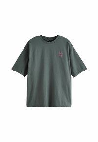 Next EMBROIDERED FRUIT BACK GRAPHIC SHORT SLEEVE CREW NECK  - Triko s potiskem - charcoal green