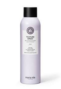 Paarse cilindrische sprayfles met een zwarte dop, voorzien van een wit etiket waarop de productnaam, veganistische ingrediënten en gebruiksaanwijzingen staan.