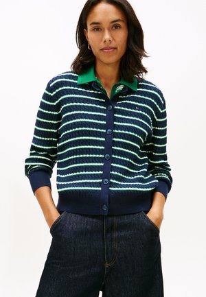 CABLE - Strickjacke - navy/nouv green/calico multi stp