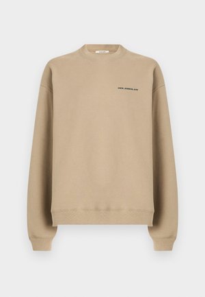 Beige värinen, pyöreäkauluksinen collegepaita, jossa on pitkät hihat ja pieni "HOLZWEILER"-logo vasemmassa rinnassa.