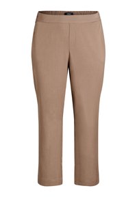Braune, kurze Hosen mit glatter Textur und einem elastischen Bund. Einfaches Design ohne Taschen, gerader Schnitt, geeignet für Freizeitkleidung.