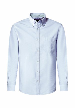 Lichtblauwe lange mouwen knop-up shirt met een kraag, een borstzak en een gladde katoenstructuur. Voorzien van knoopsluitingen aan de voorkant.