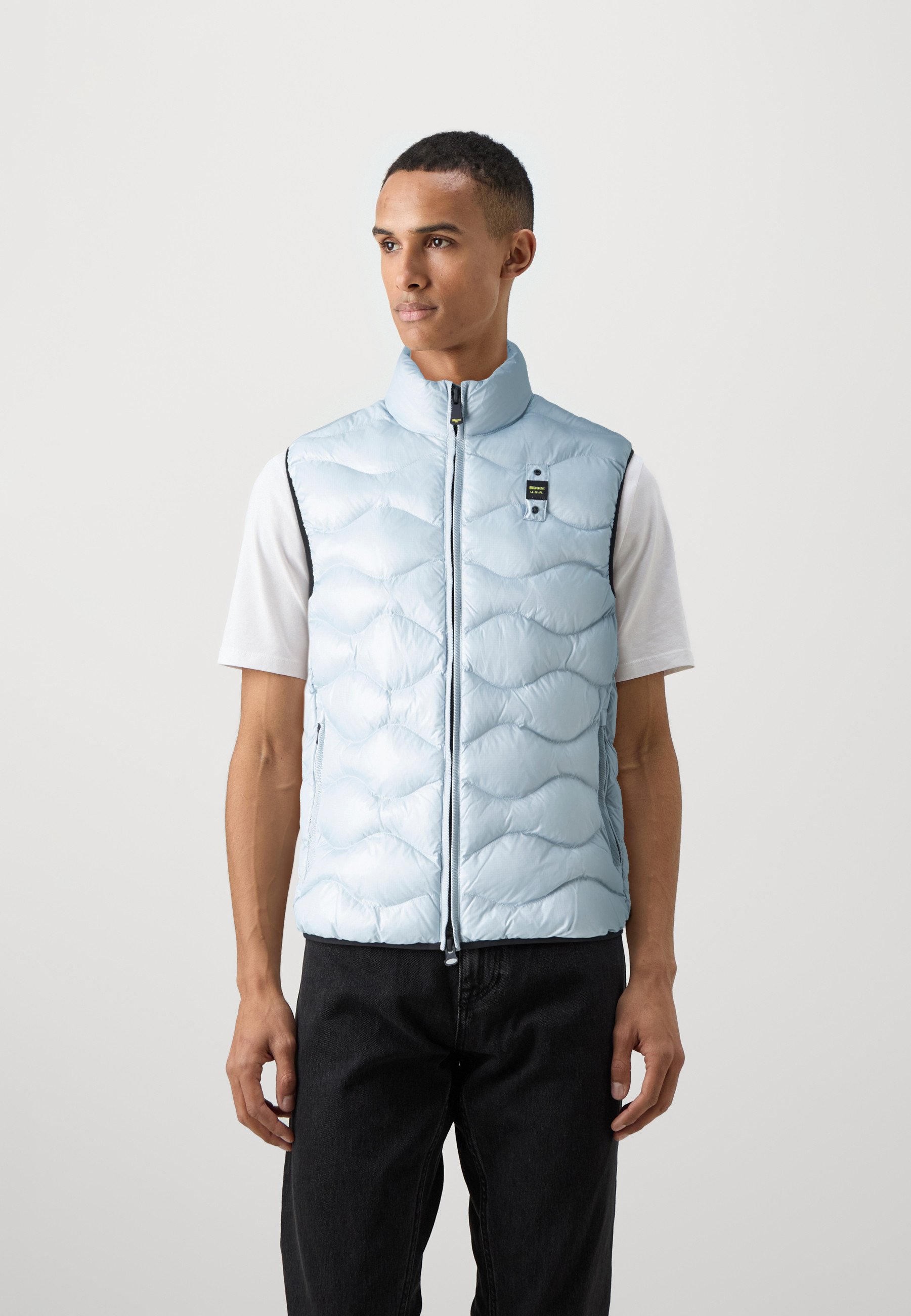 Giubbotto Imbottito Blauer Danny - Giacca Senza Maniche Con Motivo Check E Taschene Con Zip - Foto 3