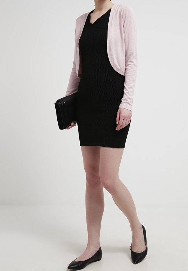 strapless open back dress Contrast Knit Cardigan  Pink & Black Chic  PEGASI