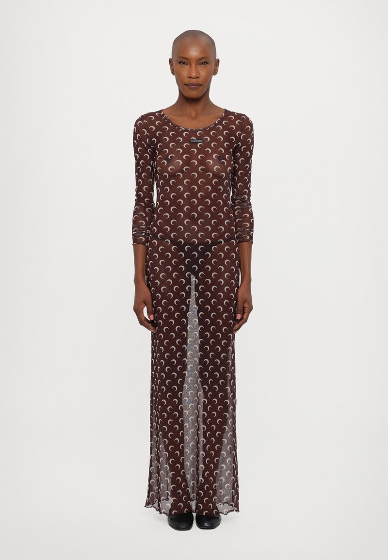 marine serre dress brown MOON PRINTED PANELLED - Maxi dress over python print Soft