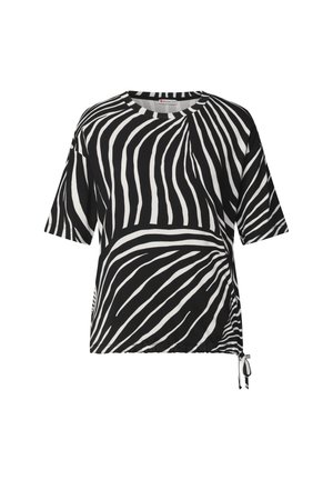 Street One, T-SHIRT MIT RUNDHALS UND TUNNELZUG - Camiseta estampada - black