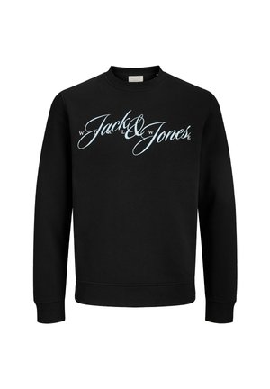Juodas džemperis su apvalia kaklo išpjova, su per didelėmis šviesiai mėlynomis "Jack & Jones" raidėmis per priekinę dalį. Pagamintas iš medvilnės mišinio.