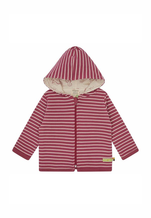 MIT KAPUZE - Strickjacke - rouge