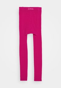 Fuchsia Leggings aus elastischem Material, mit einem nahtlosen Design und einem Bund oben. Glatte Textur und keine sichtbaren Muster.
