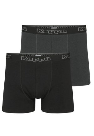 Zwarte en donkergrijze katoenen boxershorts met een elastische Kappa-logo tailleband, voorzien van een getailleerd ontwerp en contrasterende stikseldetails.