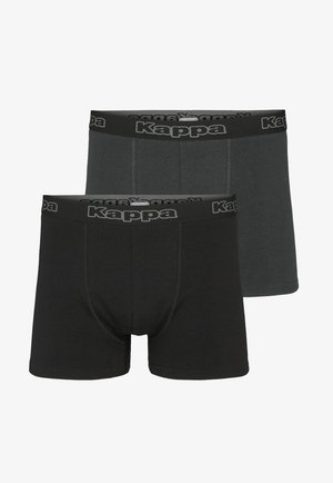 Boxer shorts de algodón negro y gris oscuro con cinturilla elástica con el logo de Kappa, que presentan un diseño ajustado y detalles de costura en contraste.