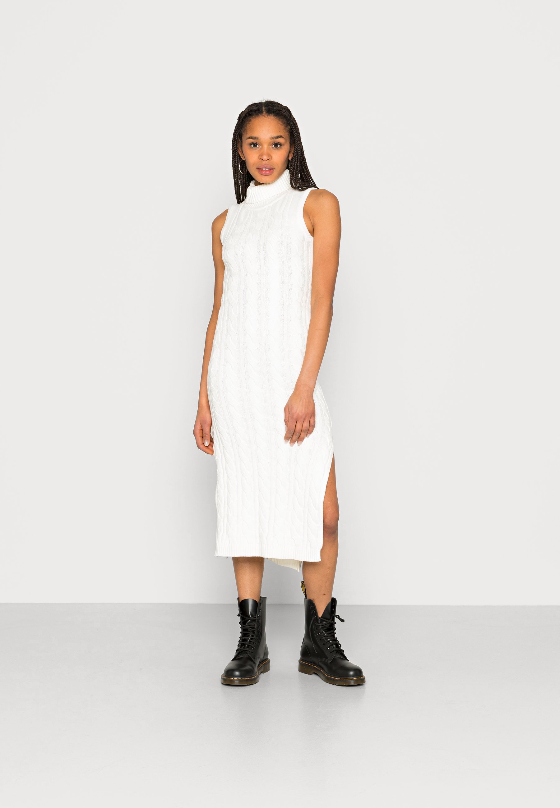 cream sweater dress midi