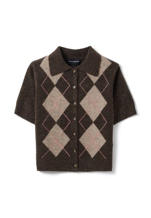 Les Copains, POLO-COLLAR CARDIGAN, REGULAR FIT - Cardigan - beige brown