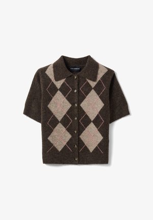 Les Copains, POLO-COLLAR CARDIGAN, REGULAR FIT - Cardigan - beige brown