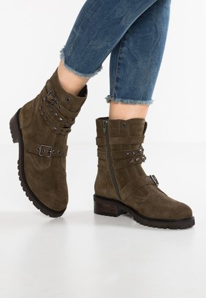 Cowboy/biker ankle boot - khaki