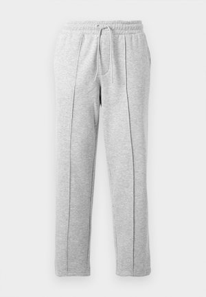 Grijze sweatpants met een trekkoord in de taille, rechte pijpen, zijnaad en een zachte textuur. Geschikt voor casual draag of sporten.