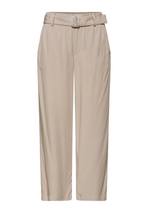 Street One, WIDE LEG HOSE MIT GÜRTEL UND LEO-PRINT - Stoffhose - safari beige