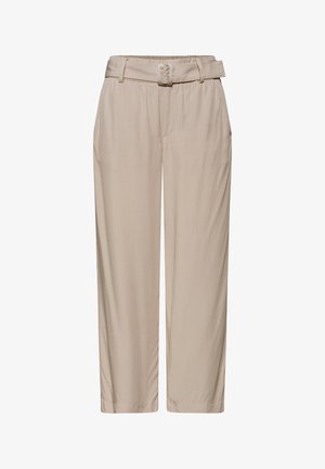 Street One, WIDE LEG HOSE MIT GÜRTEL UND LEO-PRINT - Stoffhose - safari beige