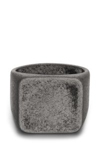 Concrete planter with a square shape, matte dark gray surface, rounded edges, and a textured finish, suitable for indoor or outdoor use.