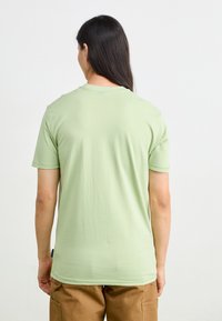 Light green short-sleeve t-shirt with a crew neck, made of soft cotton fabric. Smooth texture, no visible patterns or graphics.
