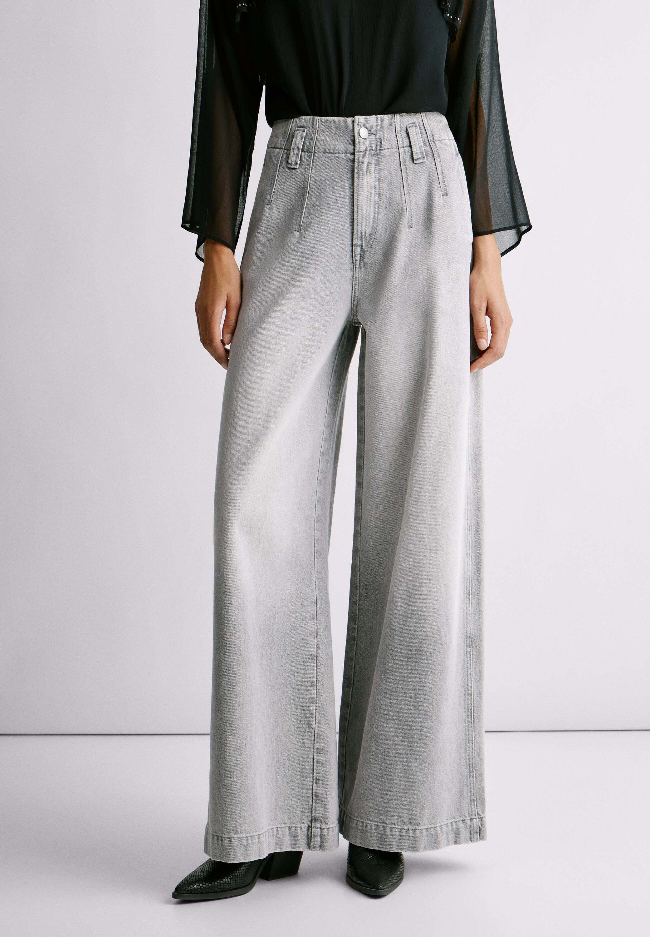 Pepe Jeans W11 WIDE LEG UHW JAIMY GREY - Wide Leg - 10oz grey